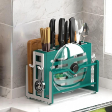 Multifunctional Board Rack Storage Rack Chopping Board Chopsticks Pot Cover Integrated Storage Rack Kitchen Supplies