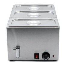 1/1 Size Wet Bain Marie with Drain Tap and 3 x 1/3 GN Pans & Lids