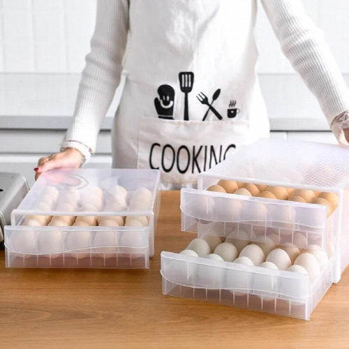 Household Egg Storage Box Drawer-Type Refrigerator Storage Box Plastic Transparent Dumpling Box Double Layer Egg Tray 1