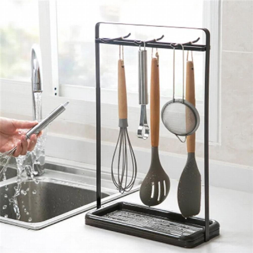 Spatula spoon storage rack 6 hook Hanging Kitchen Utensil Box Rag ...