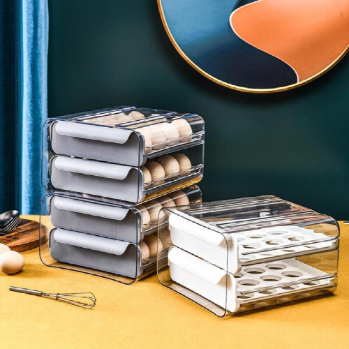 Refrigerator Egg Storage Box Double-Layer 32-Grid Stackable Storage Container Egg Drawer Type Organizer Kitchen Accessories 1