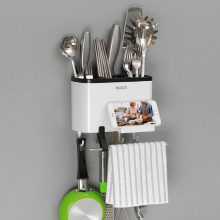 Wall-Mounted Chopsticks Cage Spoon Fork Holder Household Tableware Storage Box With Rag Rack Drain Rack Kitchen Accessories