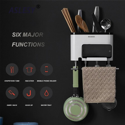 Wall-Mounted Chopsticks Cage Spoon Fork Holder Household Tableware Storage Box With Rag Rack Drain Rack Kitchen Accessories 1