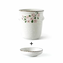 Ceramic Kitchen Cutlery Storage Tube with Drainer Bottom Gadgets Tools Organizer Box Accessories Utensils Conatiner Holder Jar