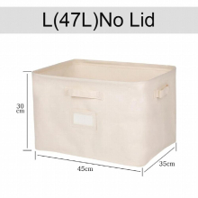 Japanese Style Storage Box Basic Collapsible Cotton Fabric Beige Cubes Organizer with Lid & Handles for Clothes Blankets TJ9498