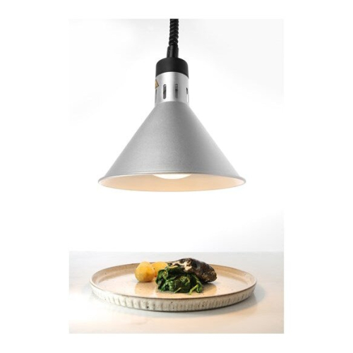 Lampada scaldavivande a sospensione conica, argento, 250W 2