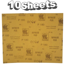 Indasa Rhynalox Plusline Production Paper P180 grit Sand Paper x 10 Sheets