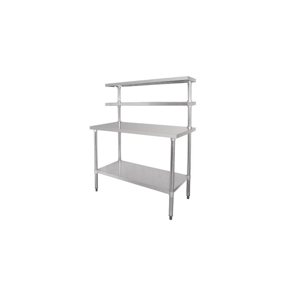 Quattro 1200mm Wide Stainless Steel Chef's Food Prep Table with Overshelves