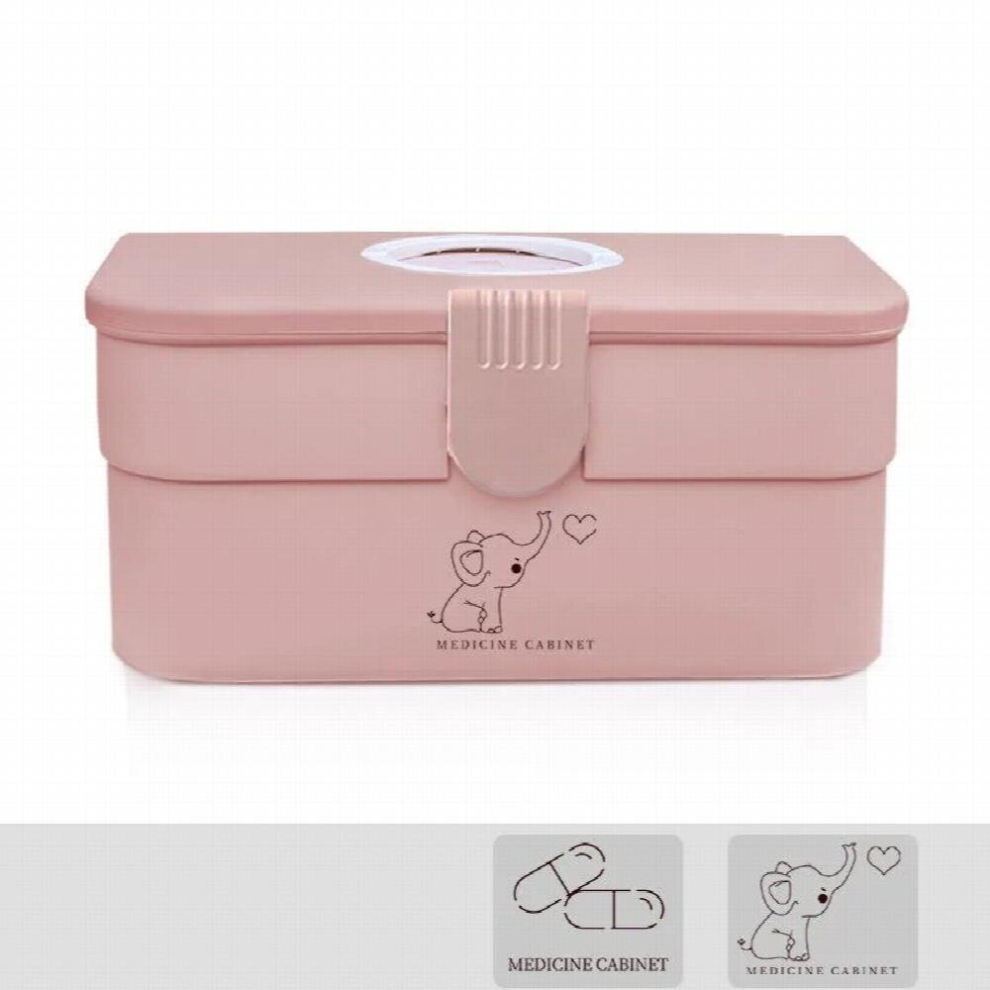 Plastic First Aid Storage Box Container Bin with Removable Tray and Portable Handle Family Emergency Medicine Kit Case Organizer