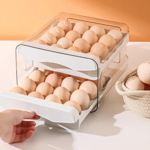 32 Grid Egg Holder Double Layer Egg Storage Box Kitchen Organizer Large Capacity Drawer Type Refrigerator Fresh-keeping Box 2