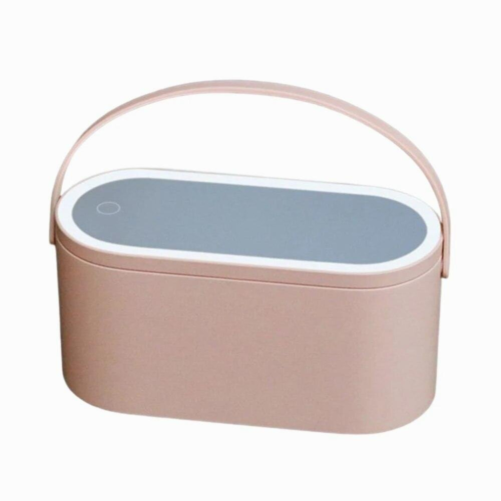 Large Makeup Bag Cosmetic Storage Box Portable Makeup Box Usb Charging Led Desktop Makeup Mirror Dual-use Storage Box For Travel