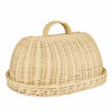 Handwoven Rattan Breadbasket Food Fruit Vegetables Serving Baskets with Dust Proof Cover Pantry Organizer for Kitchen Restaurant