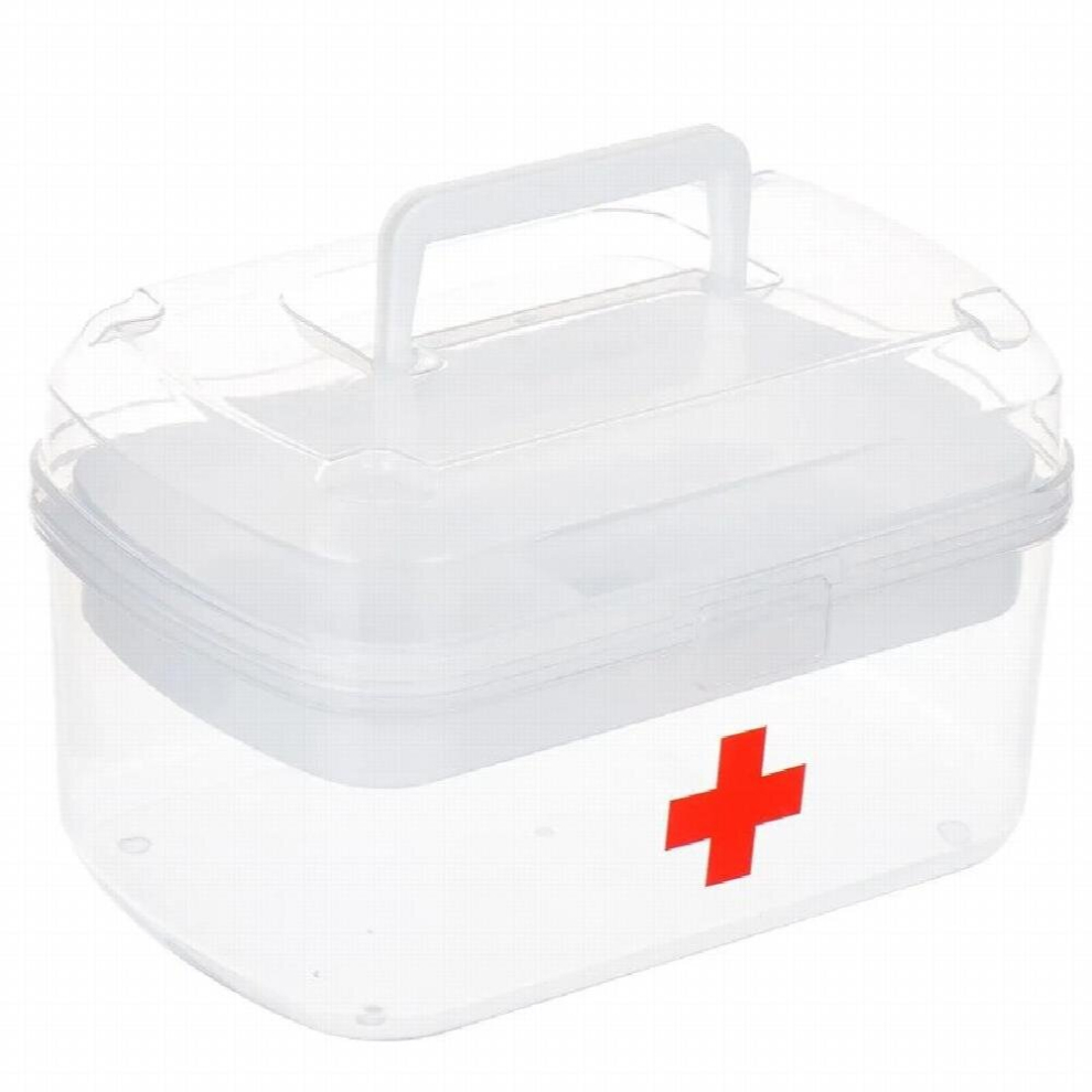 Multicoloured Creative Plastic Medical Childrens Medicine Box Household Pp Finishing Box Double Transparent First Aid Medicine Portable Stora