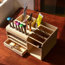 Mutifunctional Wooden Mobile Phone Repair Storage Box Repair Tool Bracket Box