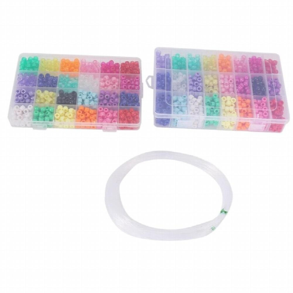 Pony Beads, 1,900 Pcs 9mm Pony Beads Set in 24 Colors with Elastic String for Bracelet Jewelry Making-image-OPC-PCSBFST-NEW