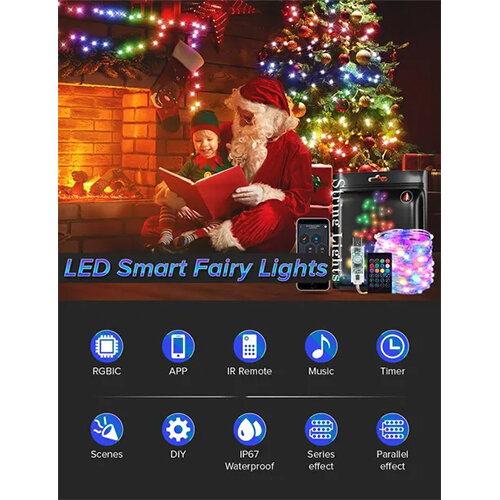 (6.6ft) RGB Christmas Lights with Remote and APP Control 2