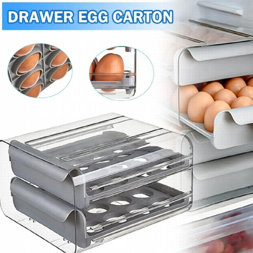 32 Grid Egg Drawer Container Transparent Drawers Type Storage Box Refrigerator Double-Layer Eggs Holder Household Kitchen Tools 1