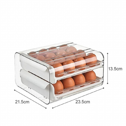 32 Grid Egg Drawer Container Transparent Drawers Type Storage Box Refrigerator Double-Layer Eggs Holder Household Kitchen Tools 2