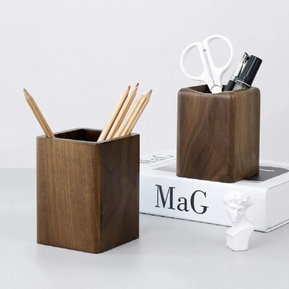 Solid wood pen holder office supplies storage cosmetics jewelry storage box study desktop pen barrel teacher student-image-OPC-PCSBJTC-NEW