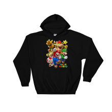 (XX-Large, Black) Super Mario Characters Figure Black Men Women Unisex Hooded Sweatshirt Hoodie