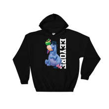 (Large, Black) Eeyore Poster Black Men Women Unisex Hooded Sweatshirt Hoodie