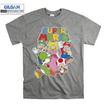 (Small, Grey) Super Mario Characters Poster Men Women Unisex Top T Shirt T-Shirt Tshirt