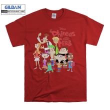 (Small, Red) Disney Phineas And Ferb Poster Black Women T Shirt T-Shirt Tshirt Top