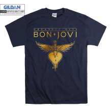 (Medium, Navy) Greatest Hits Bonjovi Poster Men Women Unisex Top T Shirt T-Shirt Tshirt