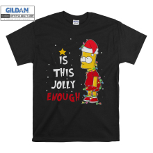 (Large, Black) Is This Jolly Enough Christmas Bart Simpson Men Women Unisex Top T Shirt T-Shirt Tshirt