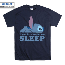 (XXXX-Large, Navy) Stitch If You Love Me, Let Me Sleep Men Women Unisex Top T Shirt T-Shirt Tshirt