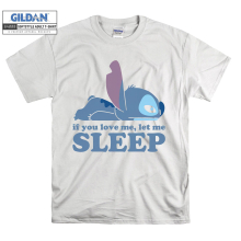 (Medium, White) Stitch If You Love Me, Let Me Sleep Men Women Unisex Top T Shirt T-Shirt Tshirt