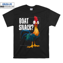 (Medium, Black) Boat Snack? Funny Poster Moana Hei Hei  Men Women Unisex Top T Shirt T-Shirt Tshirt