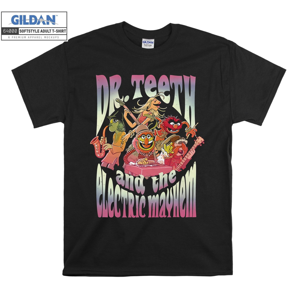 (Medium, Black) Dr.Teeth And The Electric Mayhem Muppet Poster Black Women T Shirt T-Shirt Tshirt Top