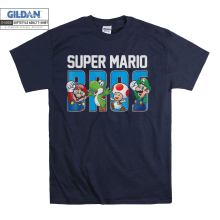 (XXXX-Large, Navy) Super Mario Bros Characters Poster Men Women Unisex Top T Shirt T-Shirt Tshirt