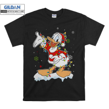 (3X-Large, Black) Christmas Donald Duck Poster Black Women T Shirt T-Shirt Tshirt Top