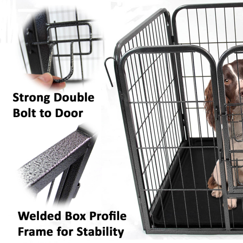Heavy Duty Dog Cage Pet Metal Run Folding Medium 2