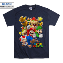 (XX-Large, Navy) Super Mario Characters Figure  Men Women Unisex Top T Shirt T-Shirt Tshirt