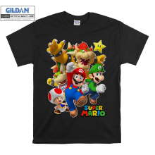 (Medium, Black) Super Mario Characters Figure  Men Women Unisex Top T Shirt T-Shirt Tshirt
