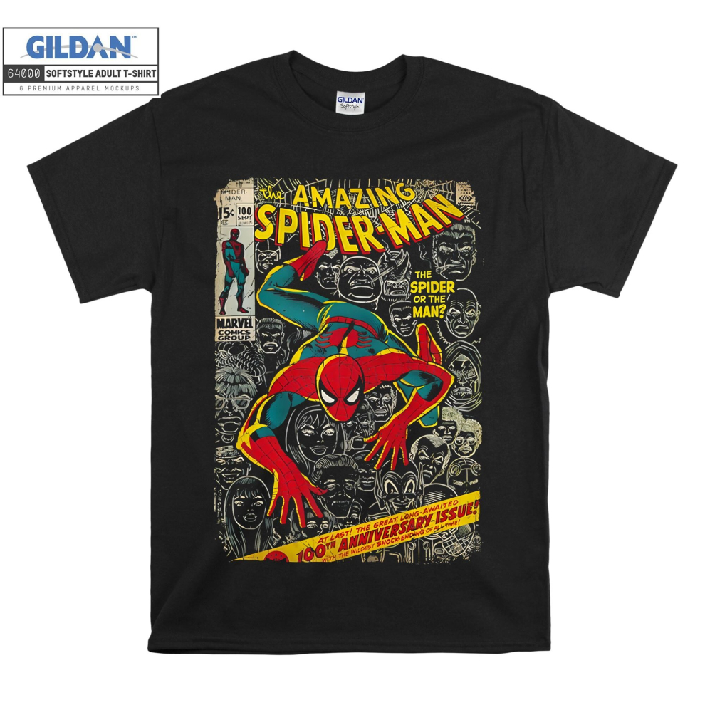 (XX-Large, Black) The Amazing Spider-Man Vintage Poster Men Women Unisex Top T Shirt T-Shirt Tshirt