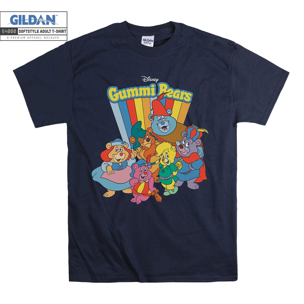 (Large, Navy) Disney Gummi Bears Characters Poster Men Women Unisex Top T Shirt T-Shirt Tshirt