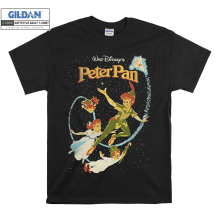 (Large, Black) Walt Disney Peter Pan Poster Men Women Unisex Top T Shirt T-Shirt Tshirt