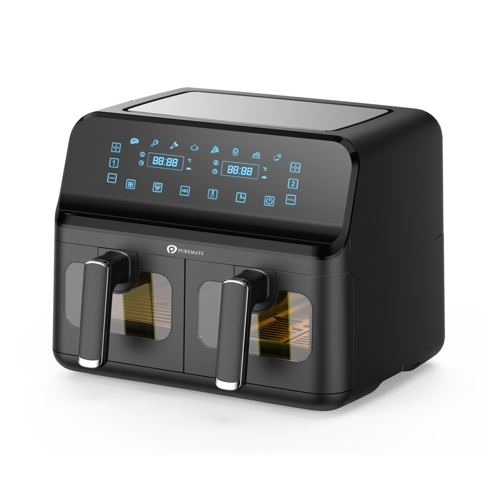 PureMate 8L Dual Air Fryer with Digital Display,  Oil Free 2500W