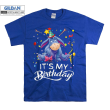 (Large, Blue) It's My Birthday Eeyore Poster Men Women Unisex Top T Shirt T-Shirt Tshirt