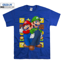(Small, Blue) Luigi And Super Mario Poster Men Women Unisex Top T Shirt T-Shirt Tshirt