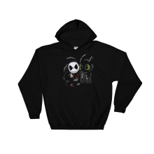 (3X-Large, Black) Jack Skellington And Stitch Cosplay Black Men Women Unisex Hooded Sweatshirt Hoodie