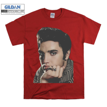 (Medium, Red) Elvis Face Poster Black Women T Shirt T-Shirt Tshirt Top