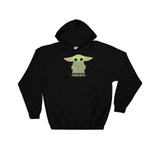 (Medium, Black) The Mandalorian Baby Yoda Black Men Women Unisex Hooded Sweatshirt Hoodie