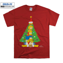 (Large, Red) Christmas Tree The Simpsons Characters Black Women T Shirt T-Shirt Tshirt Top