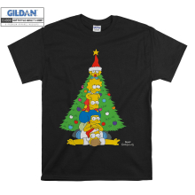 (X-Small, Black) Christmas Tree The Simpsons Characters Black Women T Shirt T-Shirt Tshirt Top