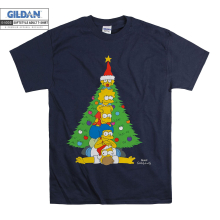 (X-Large, Navy) Christmas Tree The Simpsons Characters Black Women T Shirt T-Shirt Tshirt Top